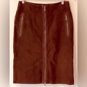 LUXURY high end designer Sophia Bogner - 100% brown leather pencil skirt